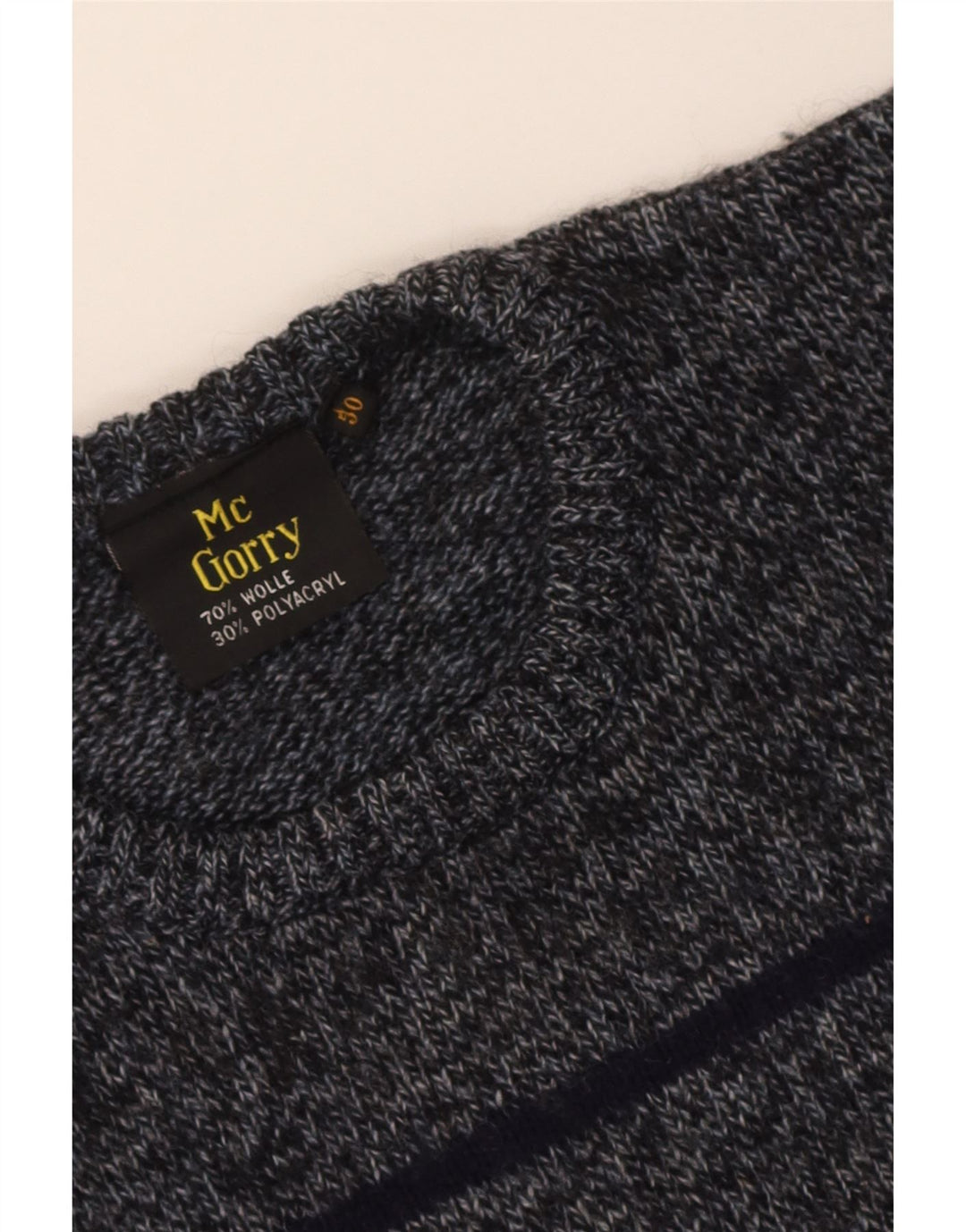 vintage Mens Crew Neck Jumper Pull IT 50 Laine rayée gris moyen