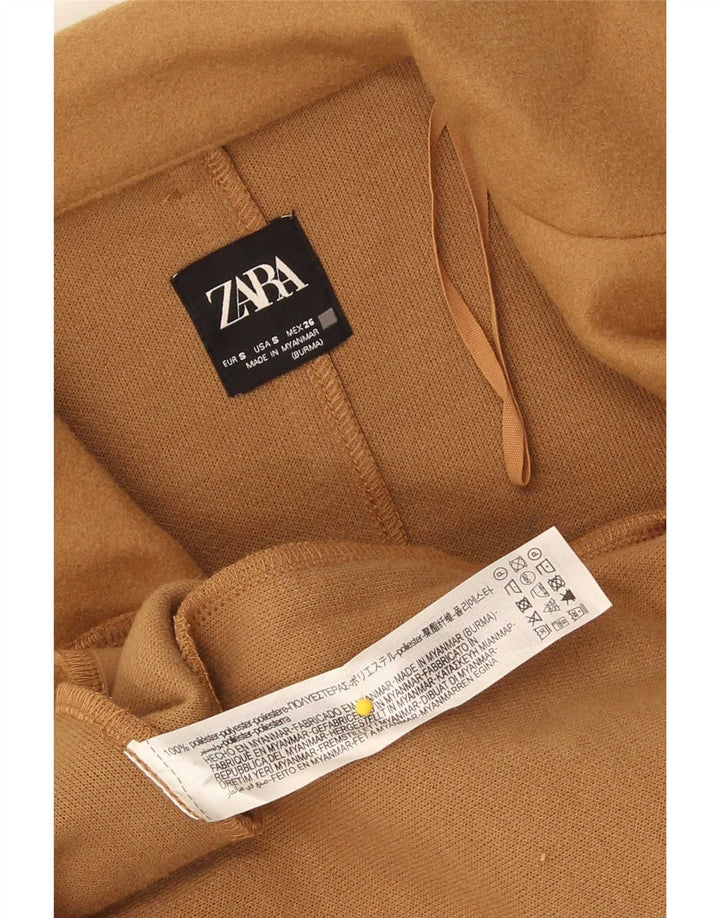 Zara Femme Manteau Ouvert UK 10 Petit Beige Polyester