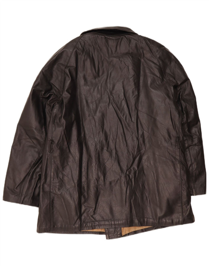 veste en cuir double boutonnage vintage pour hommes IT 56 3XL Noir