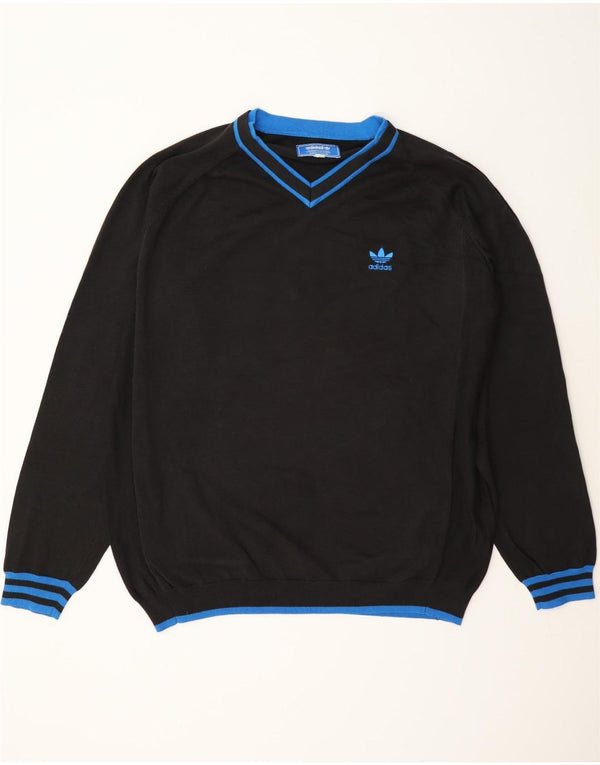 Adidas Pull col V pour homme XL en coton rayé noir