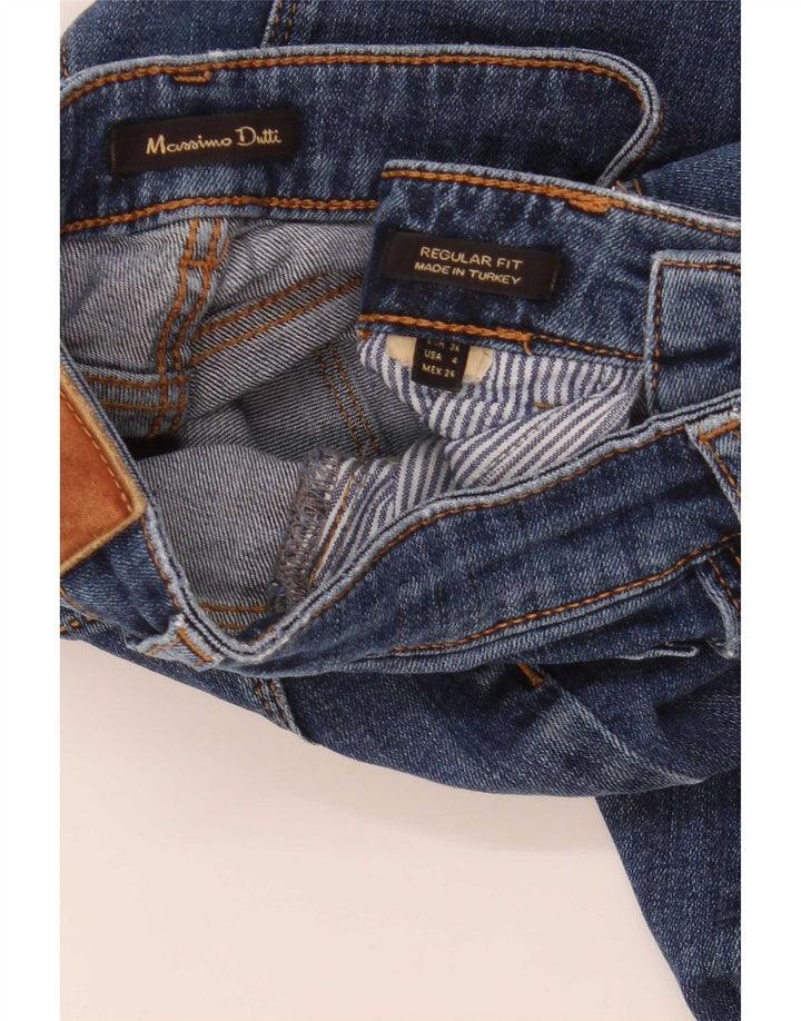 Massimo Dutti Short en jean coupe régulière pour femme EU 36 XS W26 Bleu