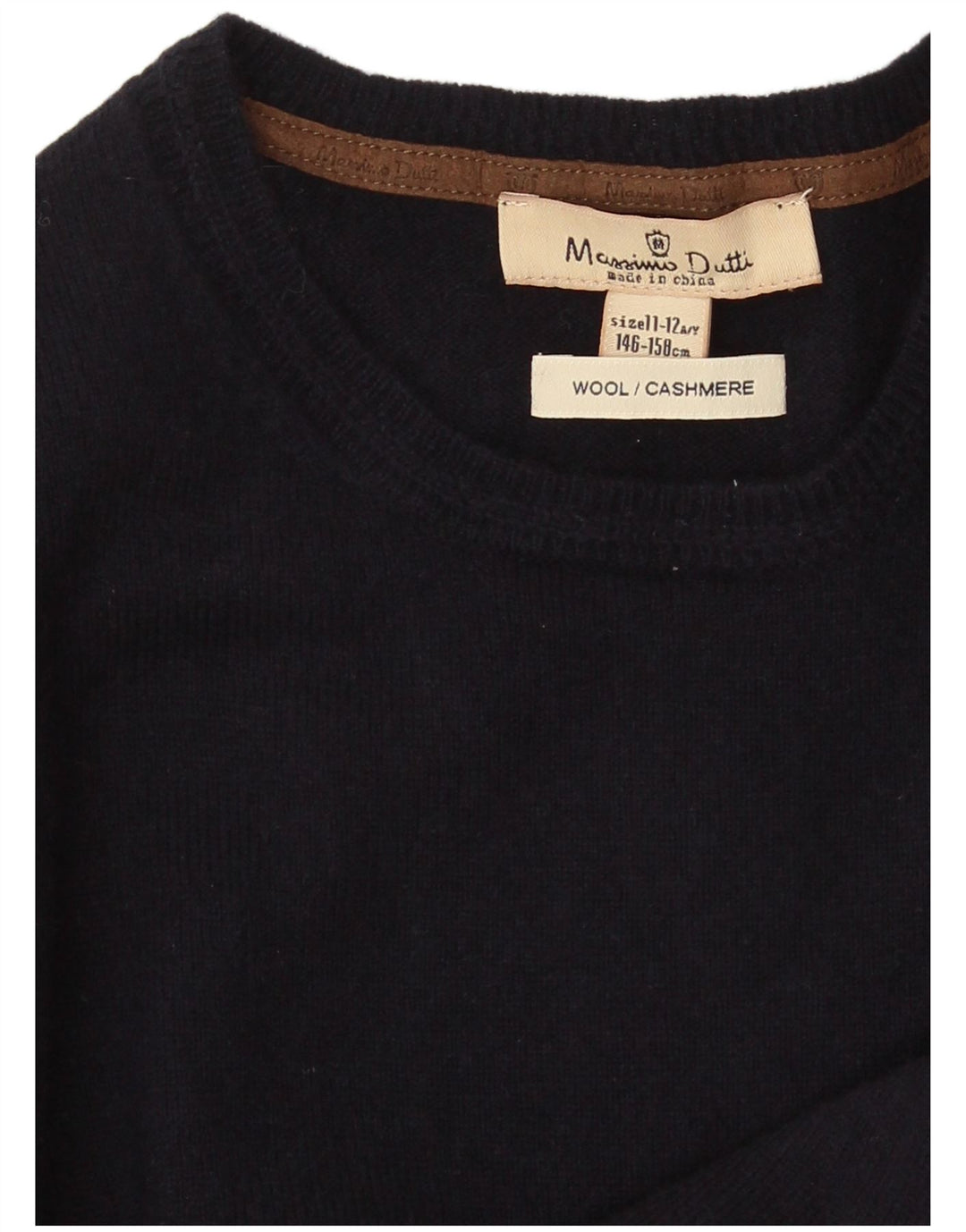 Massimo Dutti Pull à col rond pour garçon 11-12 ans Bleu marine Laine