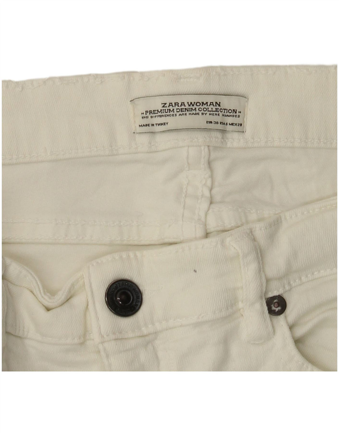 ZARA Jean slim pour femme EU 38 Small W28 L26 Blanc