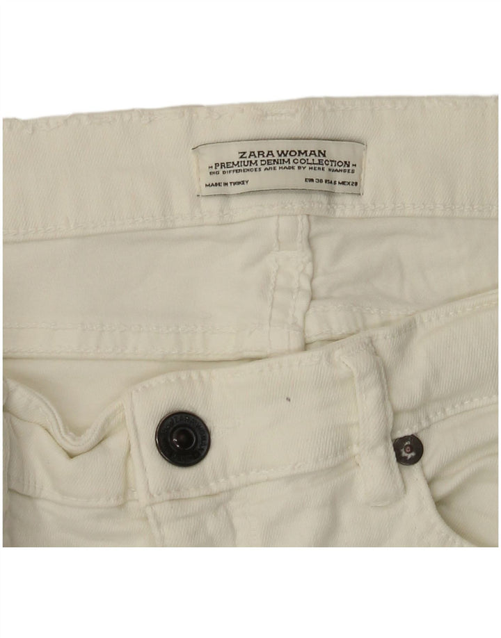 ZARA Jean slim pour femme EU 38 Small W28 L26 Blanc