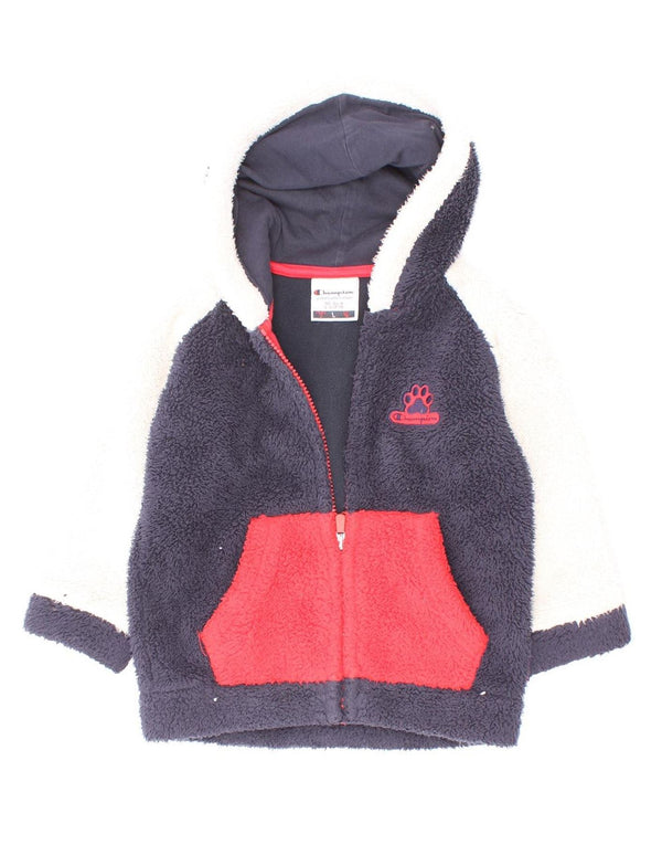 Champion Veste polaire à capuche pour bébé garçon 18-24 mois Bleu marine Colourblock