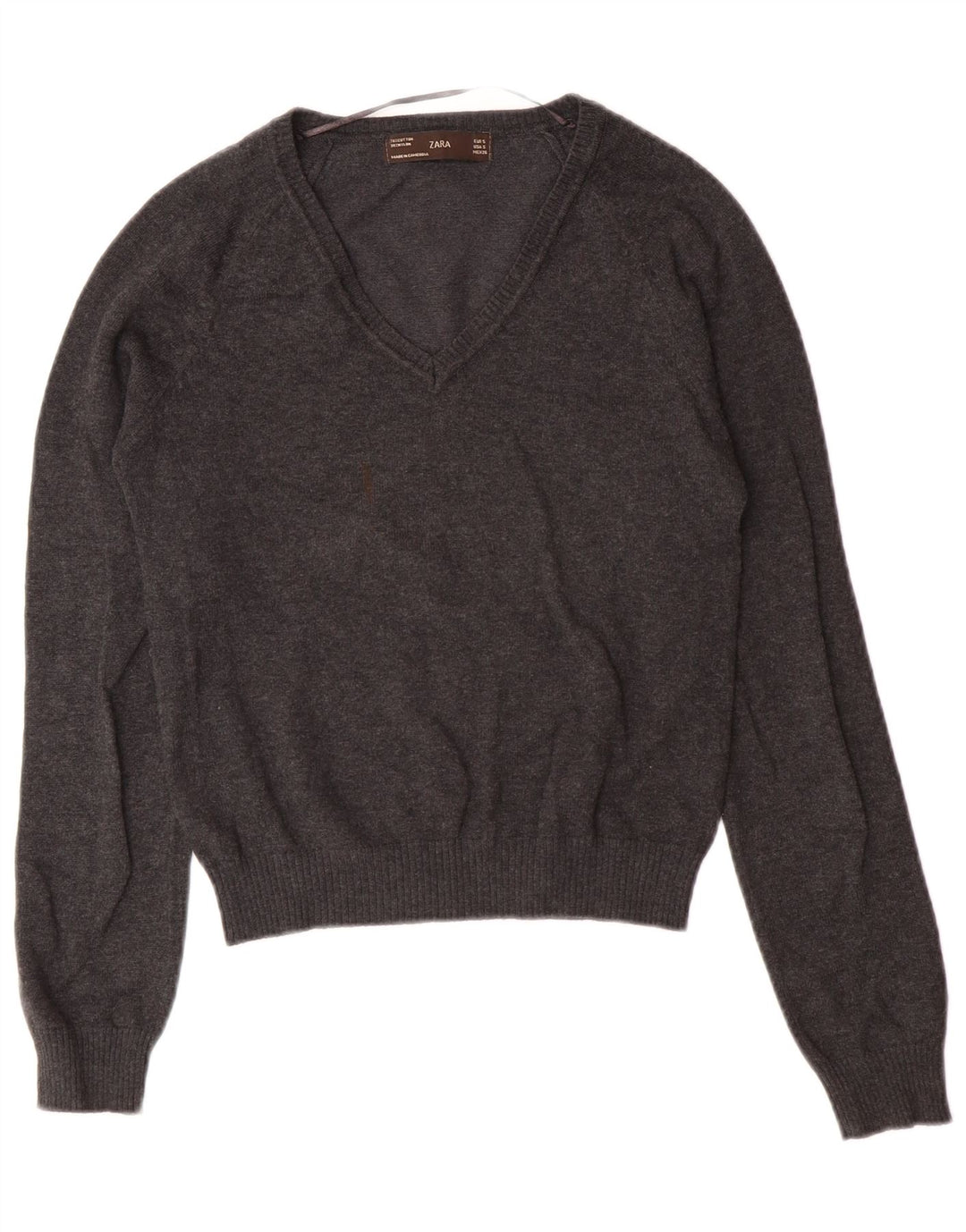 Zara Pull col V pour garçon 7-8 ans Petit Gris Coton