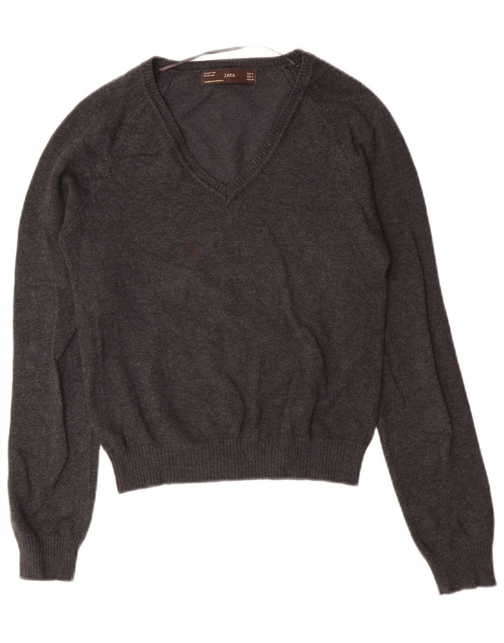 Zara Pull col V pour garçon 7-8 ans Petit Gris Coton