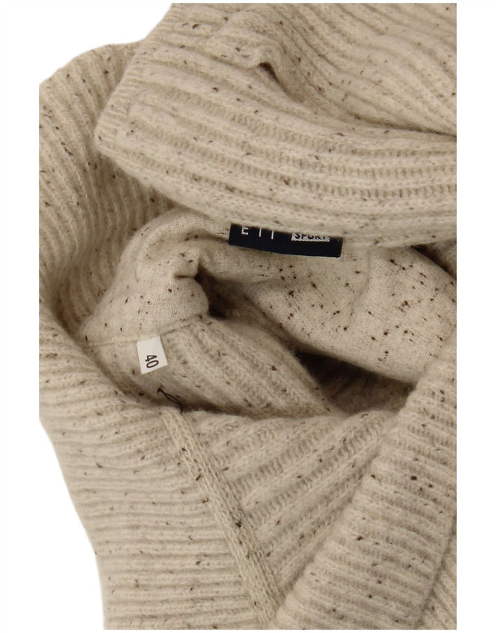 vintage Femmes Châle Cou Jumper Pull EU 40 Moyen Off Blanc Moucheté