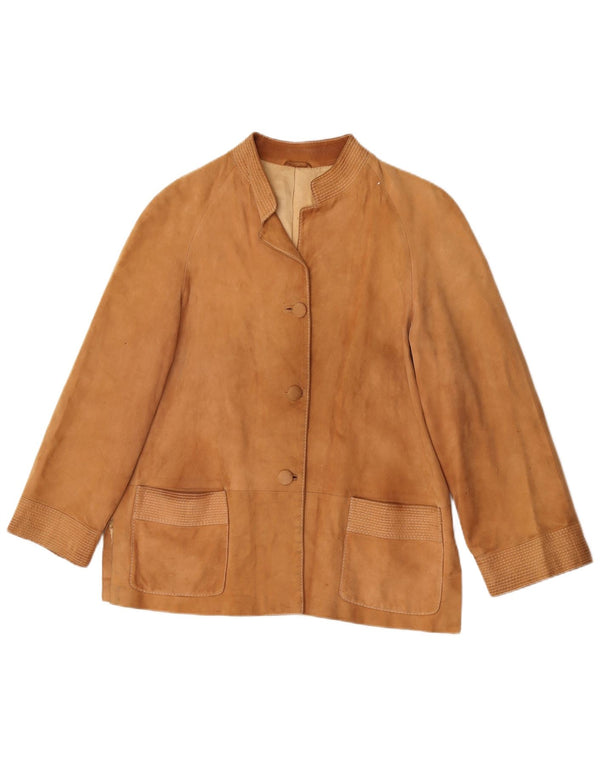 vintage Femme 3 Boutons Blazer En Daim Veste UK 14 Beige Moyen