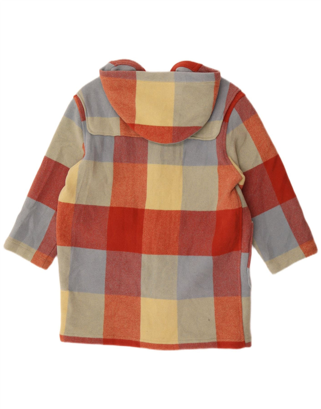 Benetton Duffle Coat à capuche pour femme UK 46 Large laine à carreaux multicolore