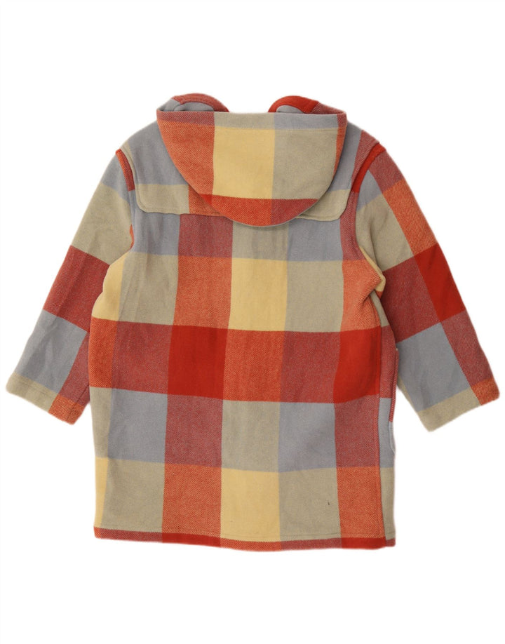 Benetton Duffle Coat à capuche pour femme UK 46 Large laine à carreaux multicolore