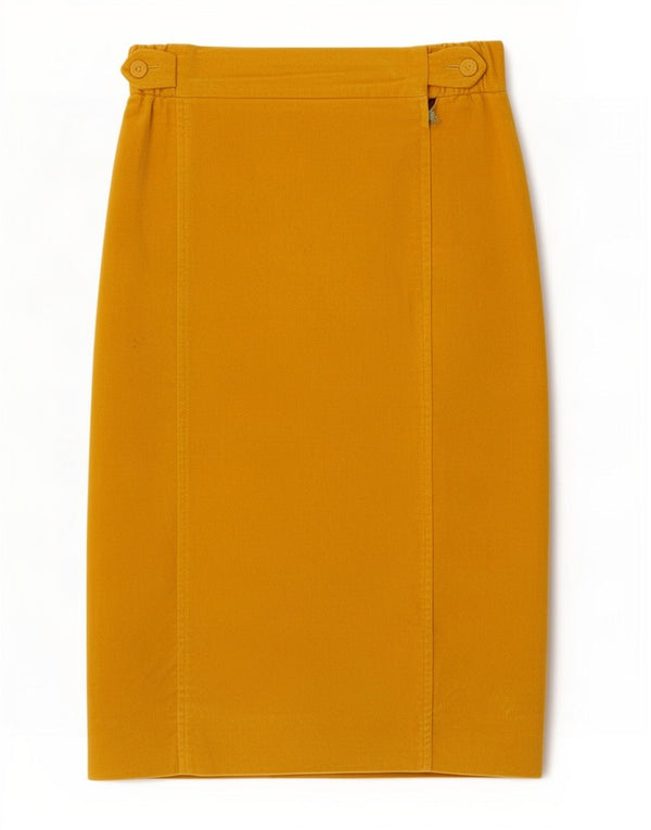 Vintage Womens Pencil Skirt UK 12 Medium W26 Yellow