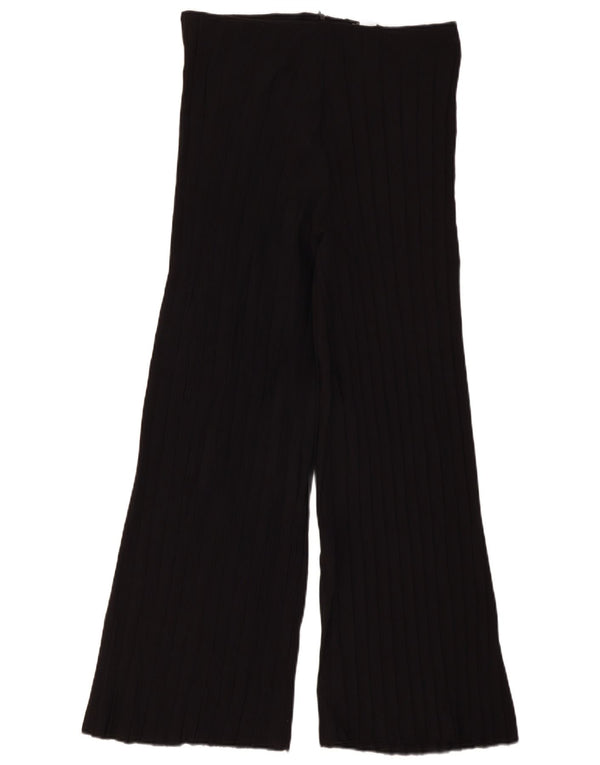 Zara Pantalon décontracté taille haute pour femme, jambe large, Large W30 L29 Noir