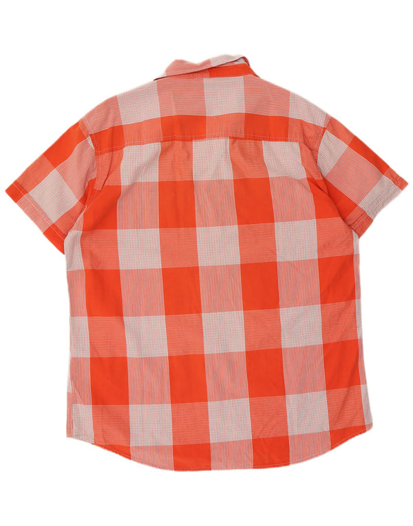 Wrangler Chemise à manches courtes pour homme Coupe régulière 2XL Orange à carreaux en coton
