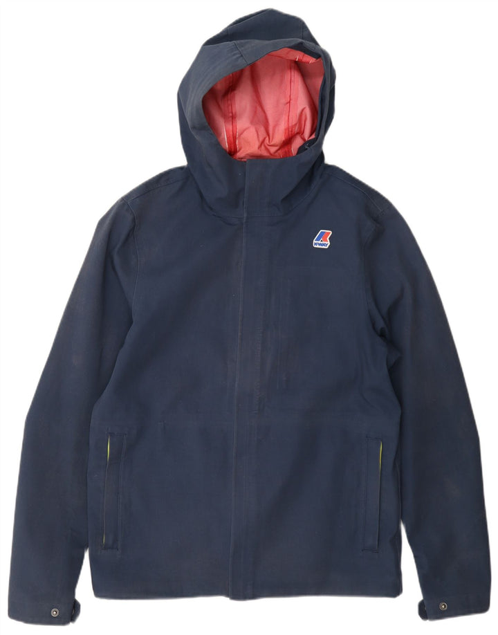 K-Way Veste de pluie à capuche pour homme UK 38 Bleu marine moyen Coton