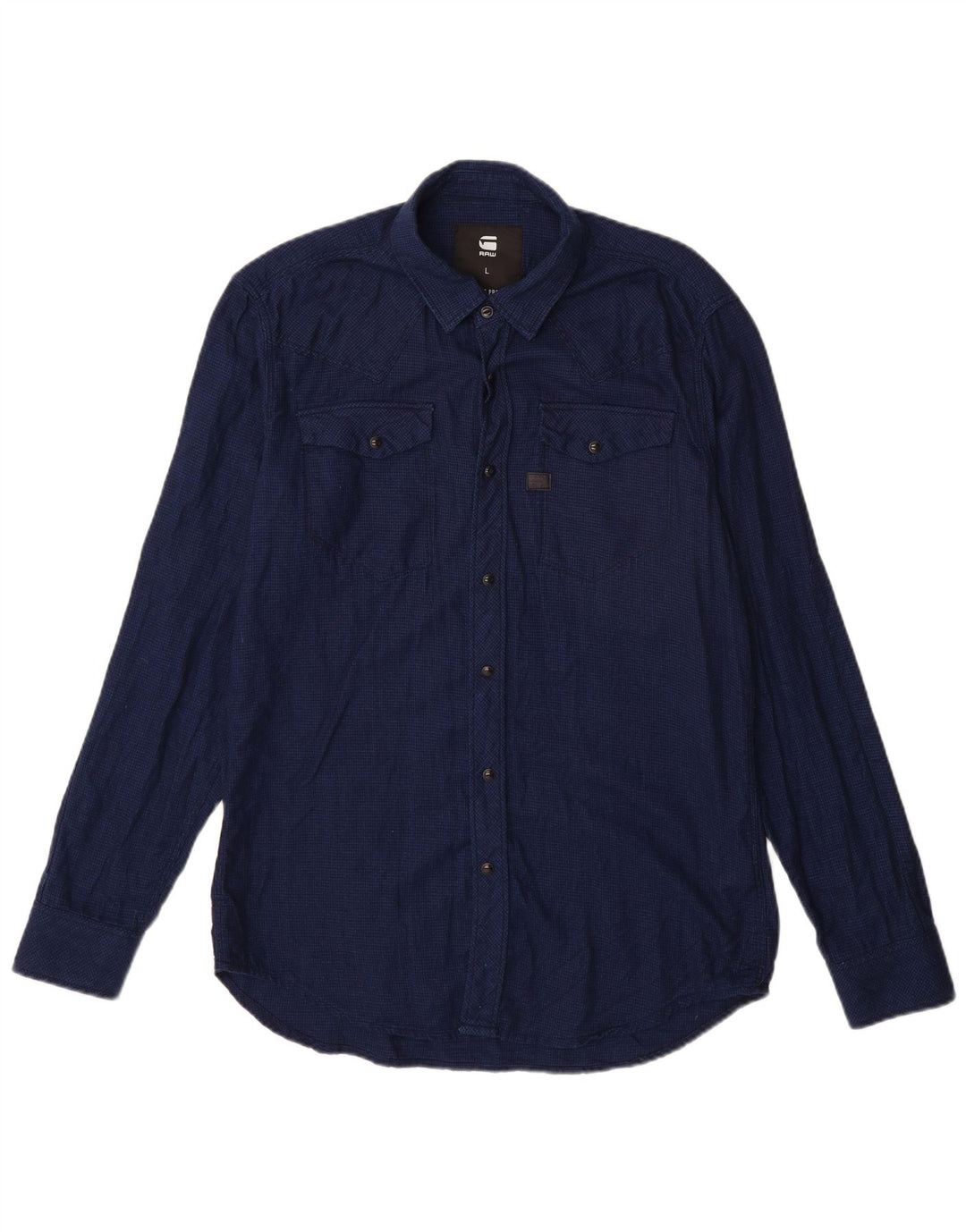 G-Star Chemise en flanelle pour homme Large en coton pied-de-poule bleu marine