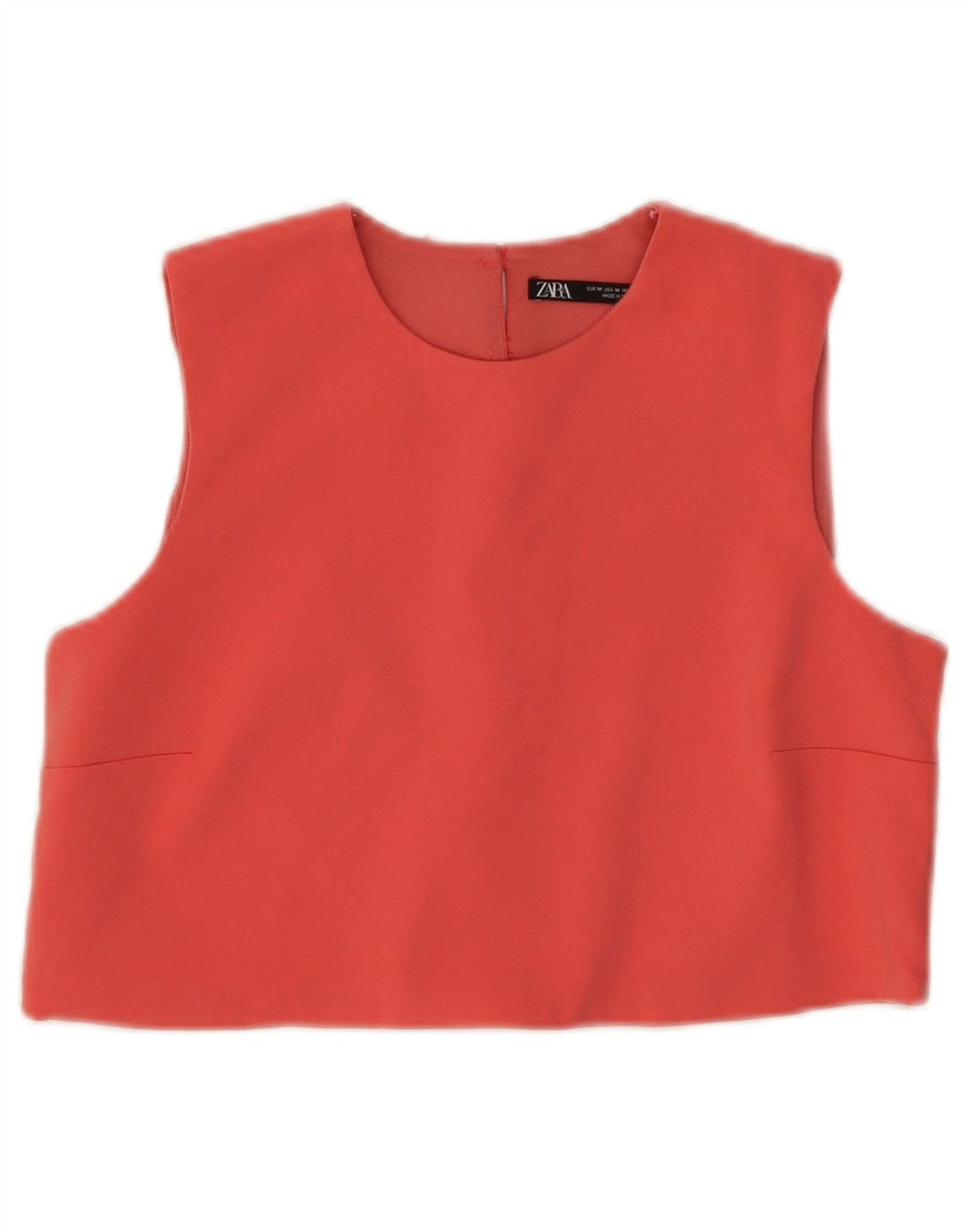 Zara Femme Haut Court Sans Manches UK 12 Coton Rose Moyen
