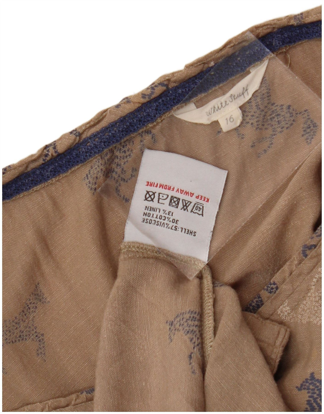 WHITE STUFF Robe trapèze graphique pour femme UK 16 Grand imprimé animal beige