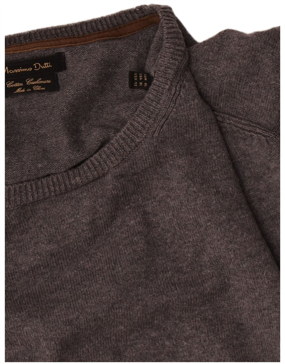 Massimo Dutti Pull à col rond pour homme XL Gris Coton