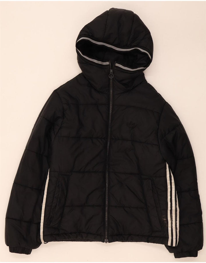Adidas Veste matelassée surdimensionnée à capuche pour femme UK 10 Petit Noir Polyester
