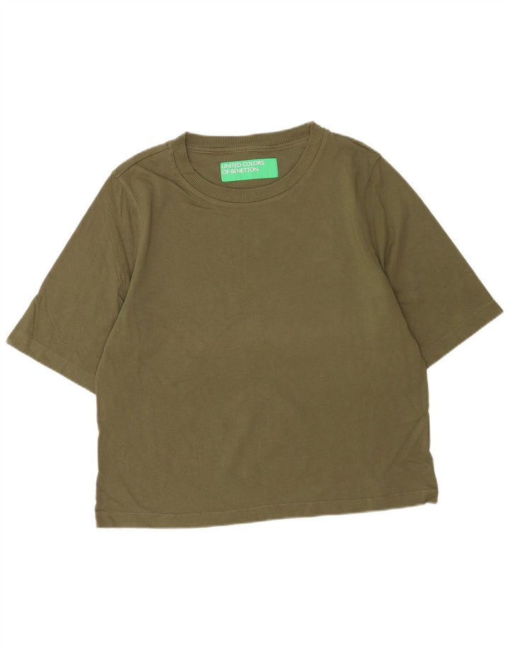 Benetton T-Shirt Femme UK 44 Coton Kaki Moyen