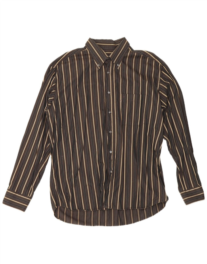 Roccobarocco Chemise Homme Taille 43 17 XL Marron Rayé
