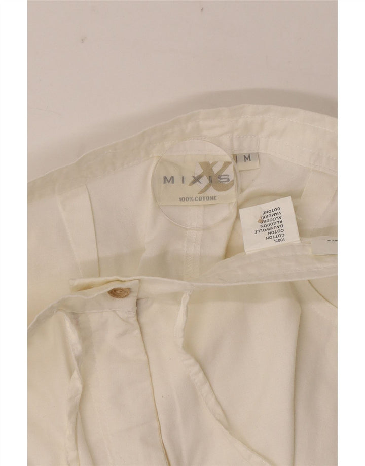 VINTAGE Pantalon Capri Droit Femme Moyen W28 L18 Coton Blanc
