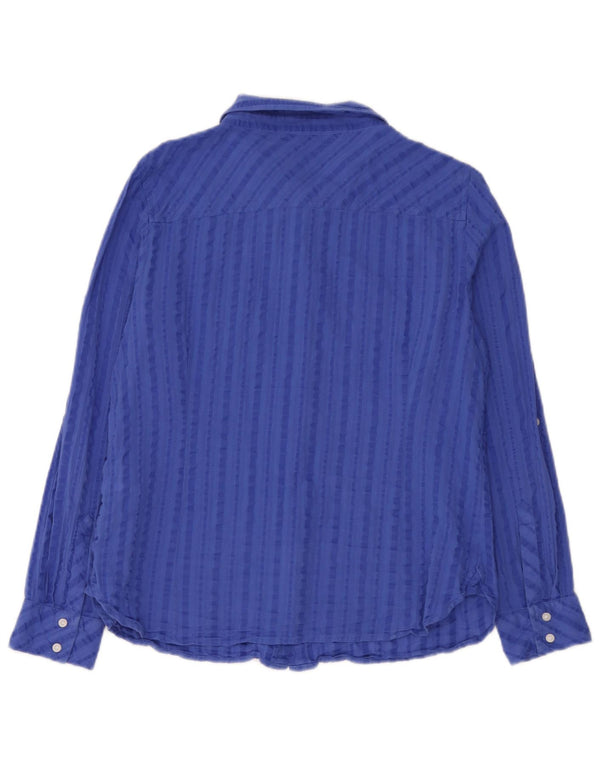 Tommy Hilfiger Chemise Femme UK 16 Large Bleu Rayé Coton
