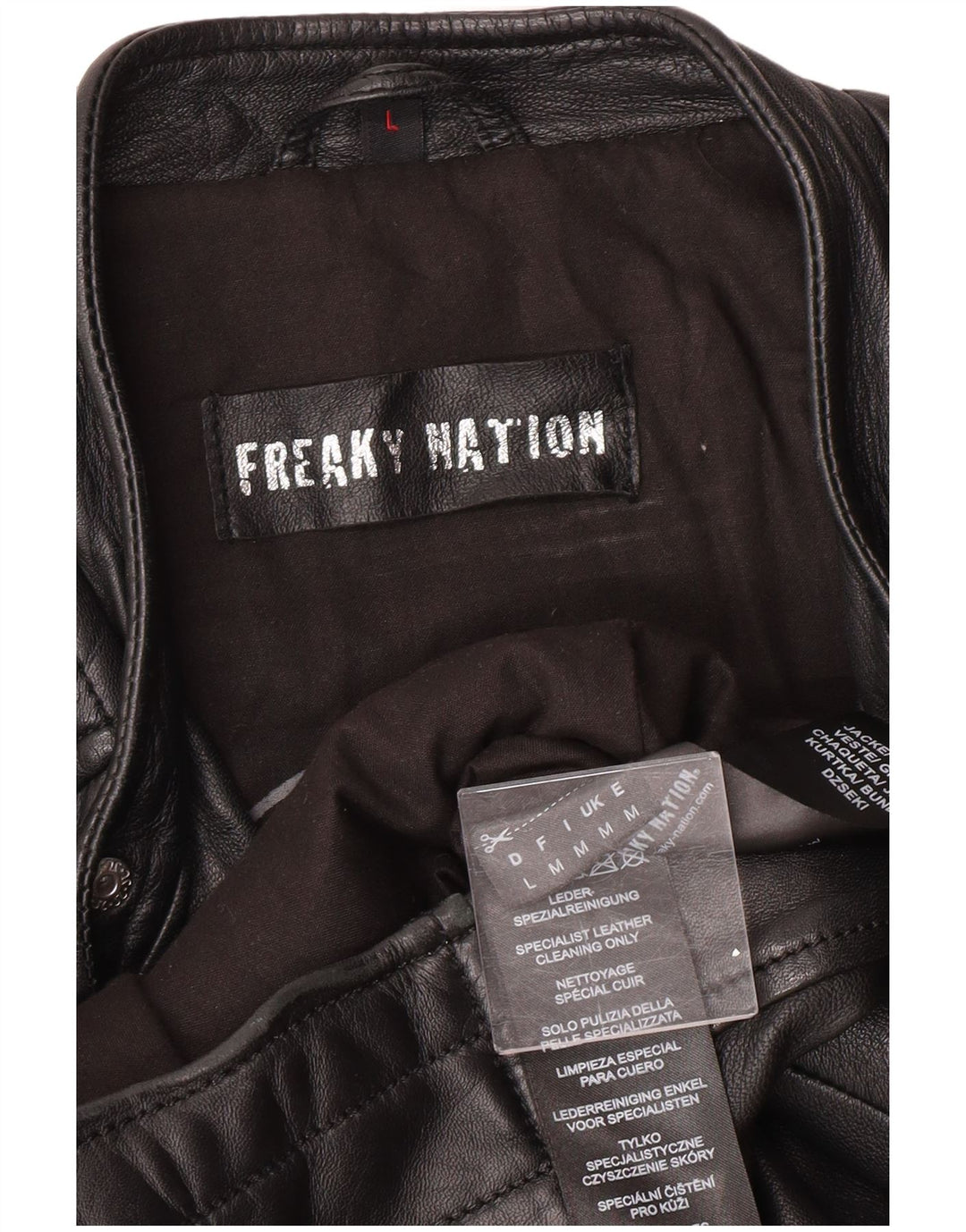 Freaky Nation Veste de motard en cuir pour homme UK 38 Cuir noir moyen