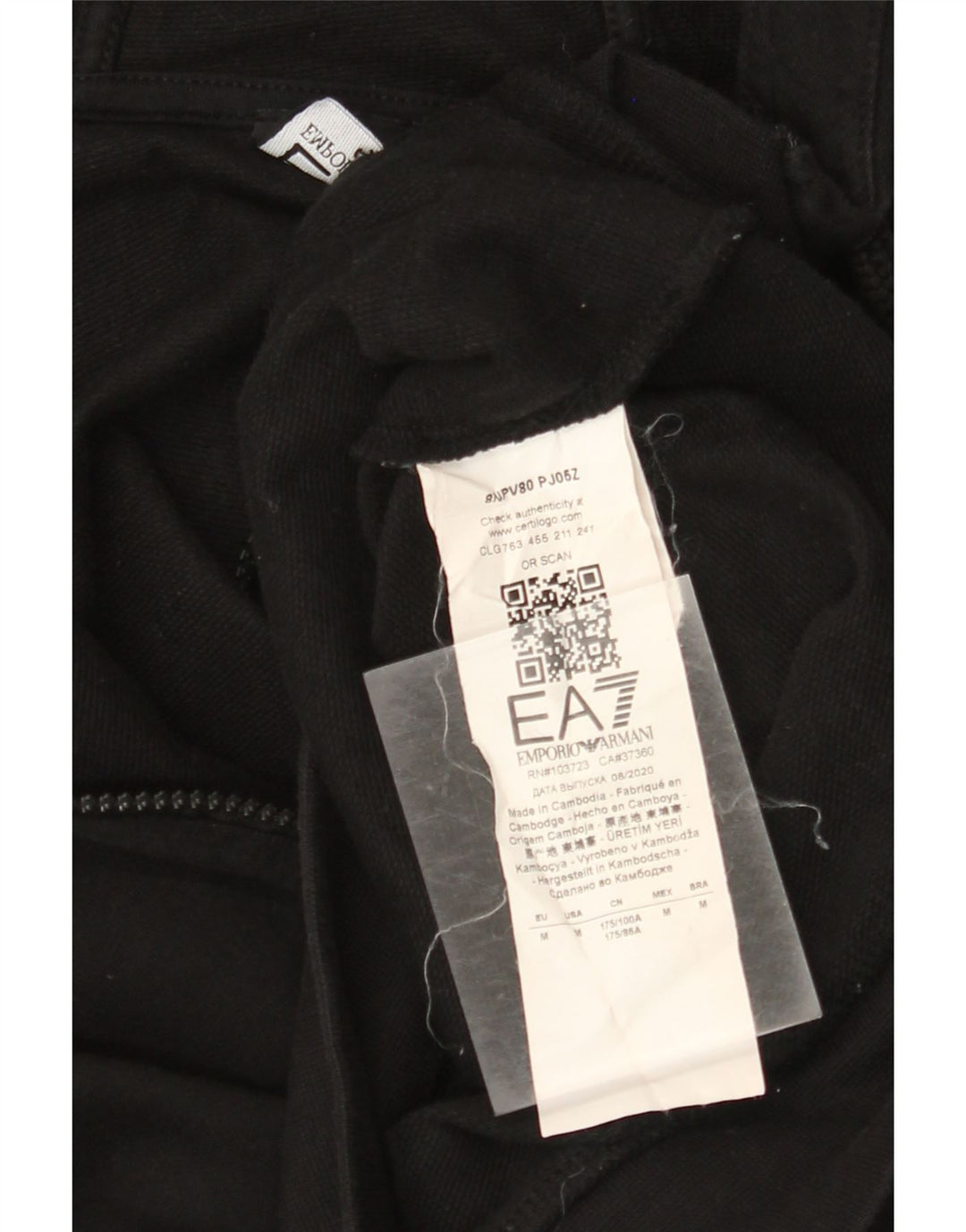 EMPORIO ARMANI Pull à capuche zippé pour femme UK 14 Coton noir moyen