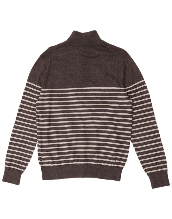 Nautica Pull col zippé pour homme en coton rayé gris petit