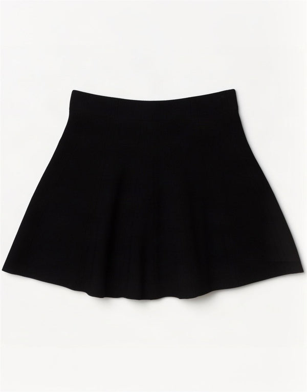 Zara Femme Taille Haute Mini Jupe Large W30 Noir Viscose