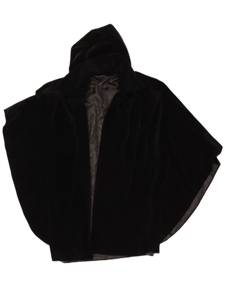 vintage Femmes Ouvert À Capuchon Poncho Manteau Taille Unique Noir