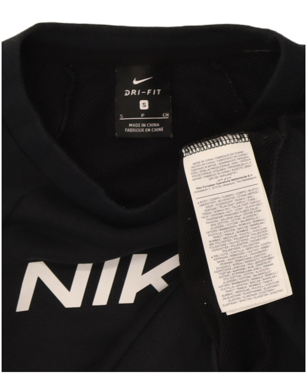 Nike Femme Crop Graphic Sweat-shirt surdimensionné UK 10 Petit Noir