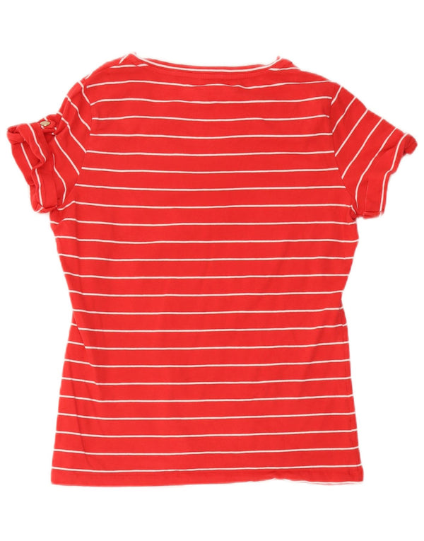 Nautica T-Shirt Femme Top UK 14 Coton Rayé Rouge Moyen