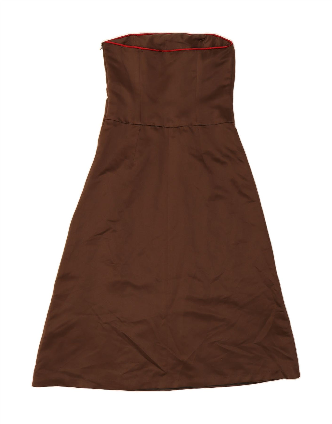 VINTAGE Womens Strapless Dress UK 12 Medium Brown Vintage Vintage and Second-Hand Vintage from Messina Hembry 
