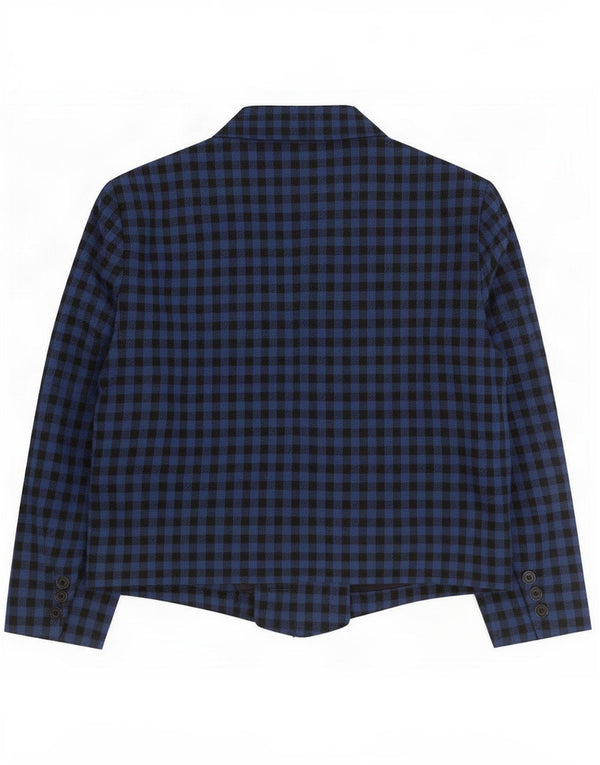 vintage Femme 1 Bouton Blazer Veste UK 14 Moyen Bleu Gingham