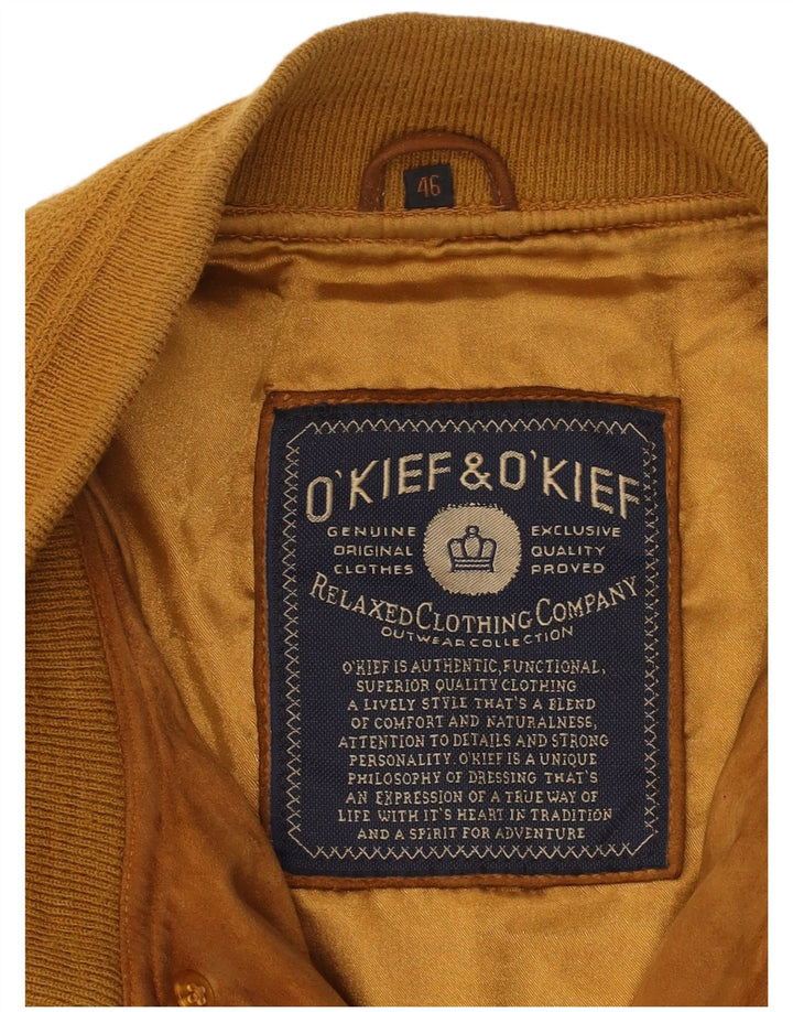 O'KIEF Mens Loose Fit Suede Bomber Jacket IT 46 Small Brown Leather