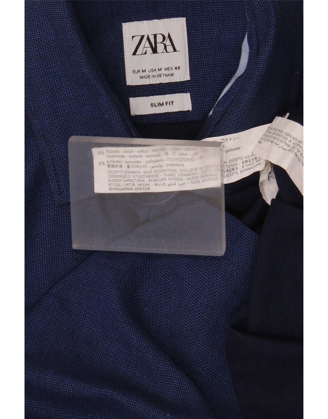 Zara Chemise Slim Fit Bleu Marine Moyen Coton