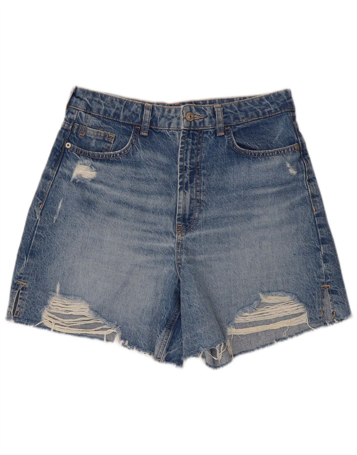 Zara Short en jean taille haute pour femme W30 Bleu moyen