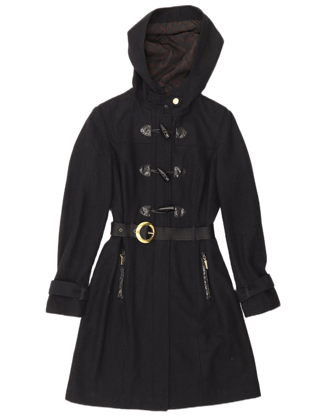 CARACTERE Duffle Coat à capuche pour femme UK 10 Petite laine bleu marine