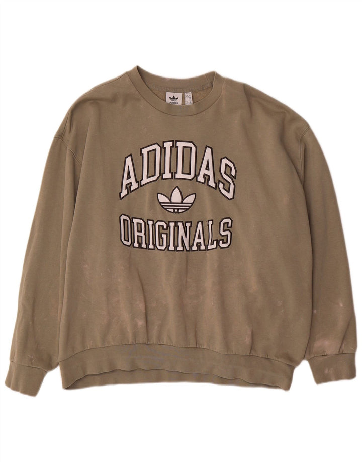 Adidas Sweat-shirt surdimensionné graphique pour femme UK 12/14 Kaki moyen
