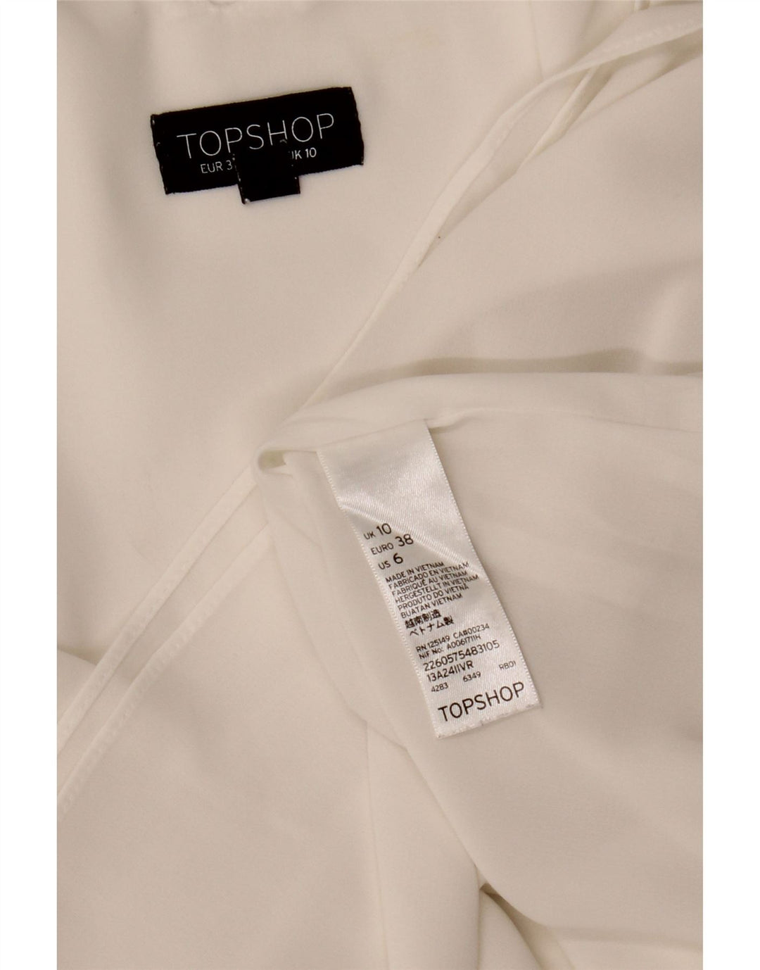 TOPSHOP Womens Cami Top UK 10 Small White Polyester