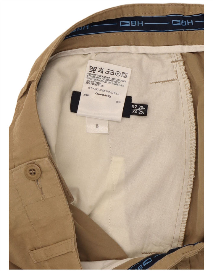 Marks & Spencer Pantalon Chino Bootcut Bleu Harbor Homme W38 L29 Beige
