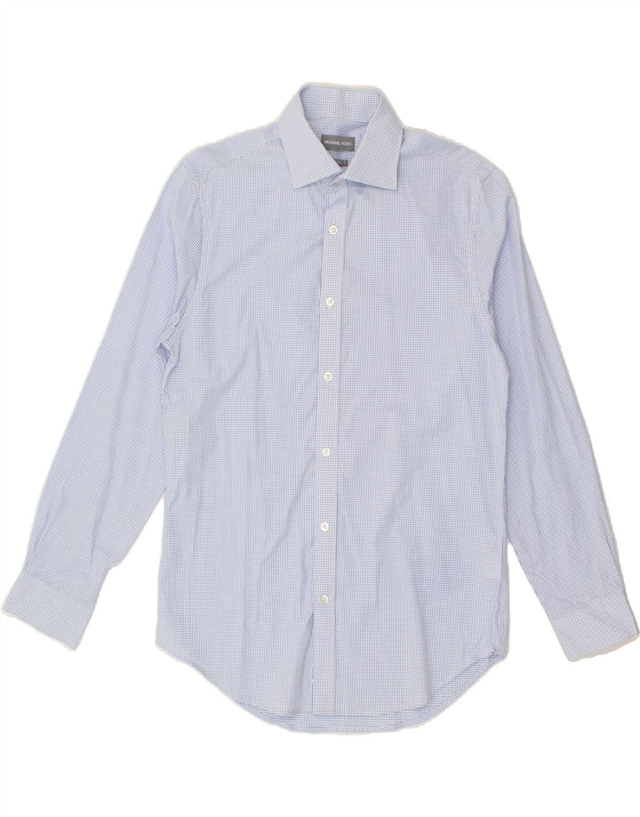 MICHAEL KORS Mens Slim Fit Shirt  Size 15 33/32 Medium Blue Check Cotton Vintage Michael Kors and Second-Hand Michael Kors from Messina Hembry 