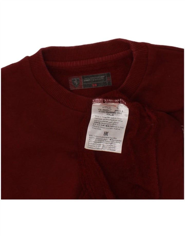 FERRARI Sweat-Shirt Garçon 5-6 Ans Bordeaux Coton