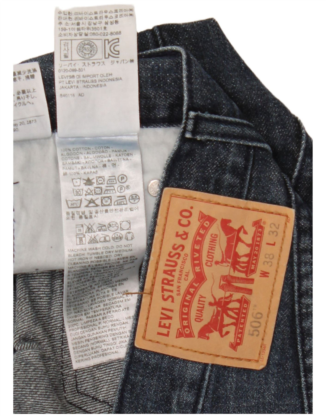 Levi's Jean Droit 506 Homme Bleu W38 L32 Coton