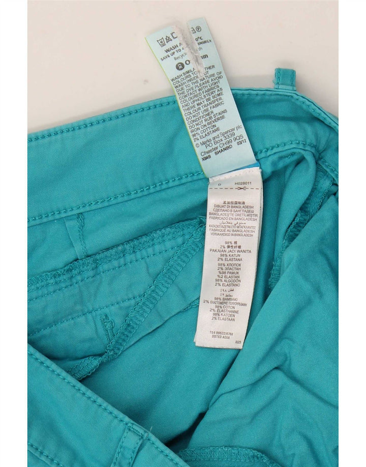 Marks & Spencer Pantalon Capri Femme UK 10 Small W32 L18 Turquoise