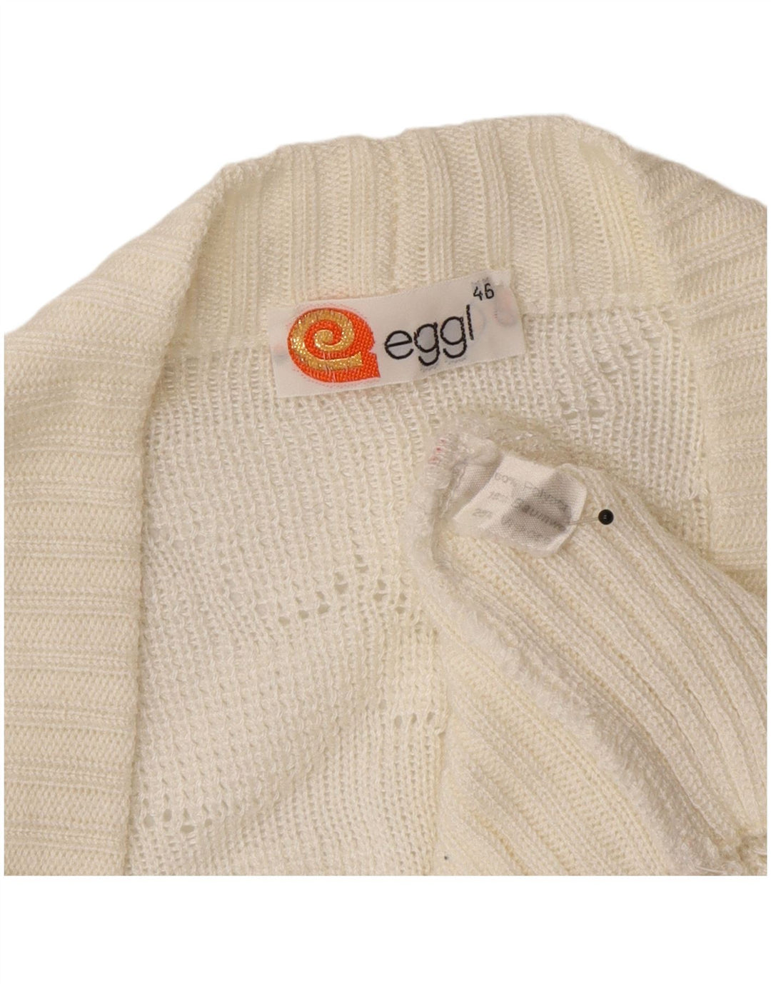vintage Femme Cardigan Pull IT 46 Grand Acrylique Blanc