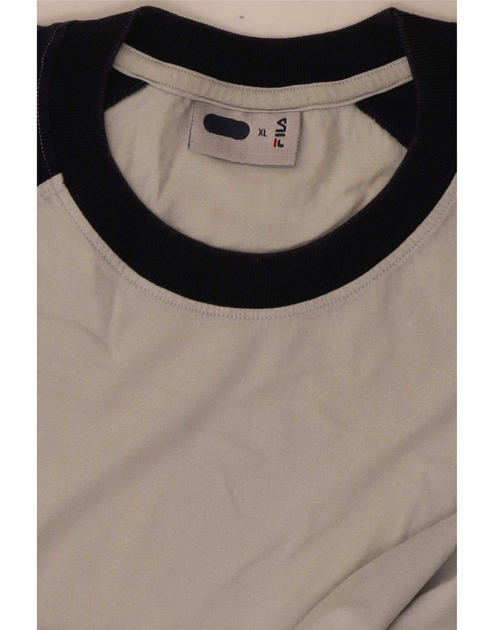 Fila T-Shirt Homme Top XL Gris Colorblock Coton